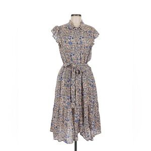Democracy Blue and Tan Paisley Print Dress